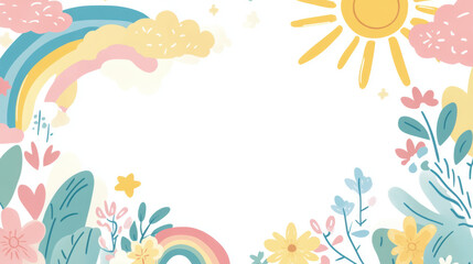 frame with flowers and butterflies