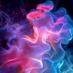 Colorful abstract waves of glowing particles.