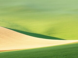 Obraz premium Minimalist Landscape of Wheat Fields with Changing Light and Natural Gradients