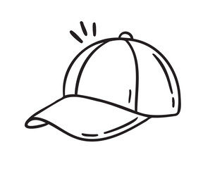 Sport cap doodle hand drawn icon. Outline drawing cap line clipart symbol