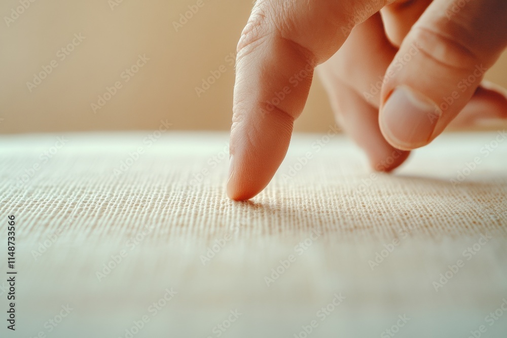 Poster Close-Up of Hand Touching Textured Surface in Warm Tones