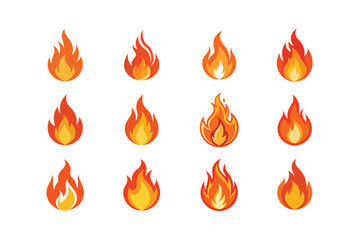 Fire Flame Icon Vector Illustration on White Background