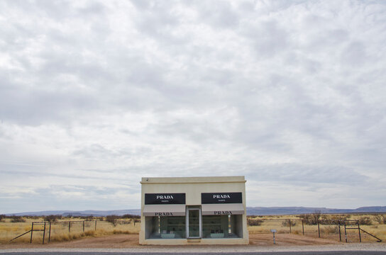 Valentine, TX / USA - February 2, 2018:  Prada Store in Valentine, Texas is really an art installation, not a store.
