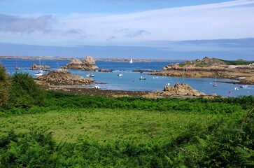 Landscape on Brehat island in Brittany in France, Europe