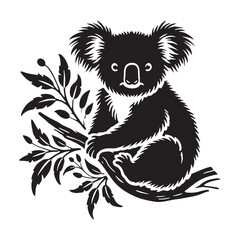 Obraz premium Playful koala silhouette for artistic media uses - Koala black vector 