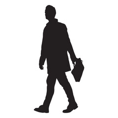 Vector silhouette of a person walking while carrying a suitcase