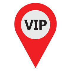 VIP location icon. VIP place icon favourite red pointer marker icon button isolated on white background. VIP pointer location. Vector illustration.