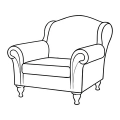 Black Line Armchair Vector Illustration