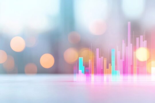 Pastel Abstract Financial Display with Trend Graph in Soft Focus - Powered by Adobe