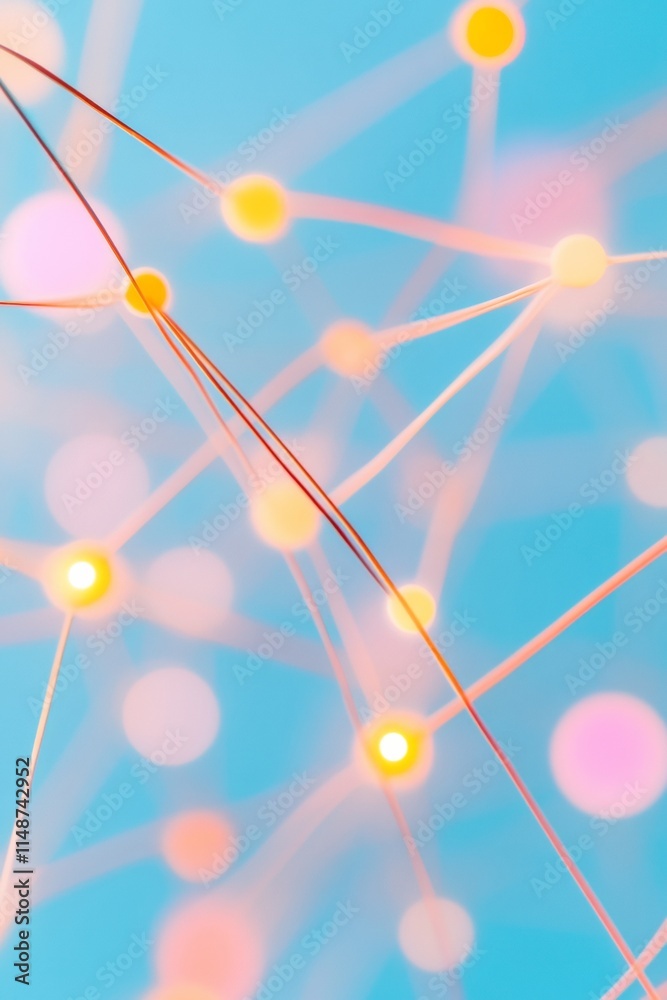 Aufkleber Surreal Abstract Network Concept with Glowing Connections and Muted Tones