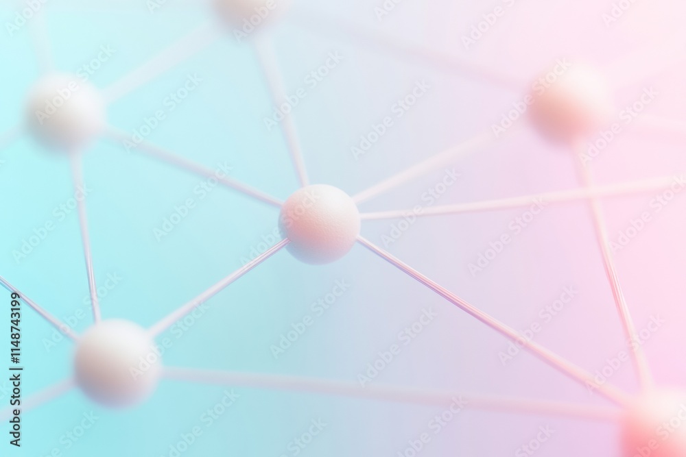 Leinwandbilder pastel gradient connections - abstract network of floating nodes