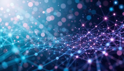 abstrack background showcasing interconnected digital network lines and nodes with soft pastel color accents like mint, lavender, and pink