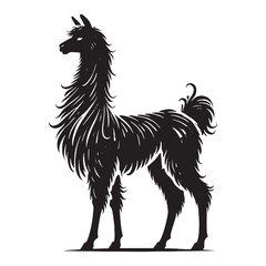 Detailed llama silhouette for unique digital projects - Llama black vector
