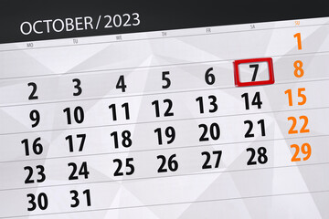 Fototapeta premium Calendar 2024, deadline, day, month, page, organizer, date, December, saturday, number 7