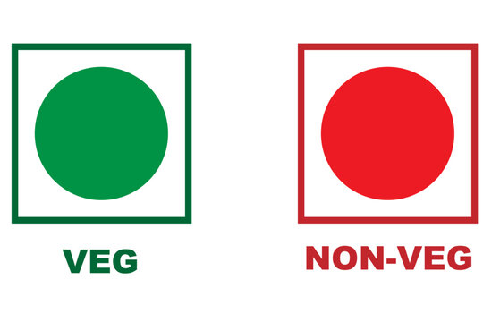 Veg Non-veg icons, Colourful veg and non-veg symbol.