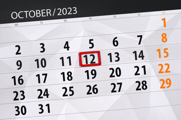 Obraz premium Calendar 2024, deadline, day, month, page, organizer, date, December, thursday, number 12