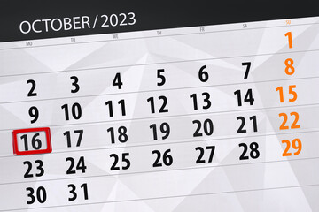 Obraz premium Calendar 2024, deadline, day, month, page, organizer, date, December, monday, number 16