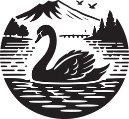 Obraz premium black and white swan