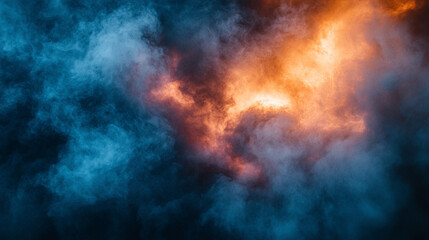 Naklejka premium A vivid depiction of red and blue flames swirling together in a blurred abstract motion symbolizing chaos energy transformation conflict and duality representing both harmony and discord in dynamic te