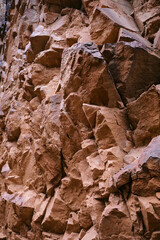 the texture of the red rocks in the canyon