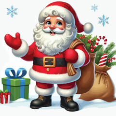 Christmas Santa Claus Isolated on white Background. Vector illustration. on white background 