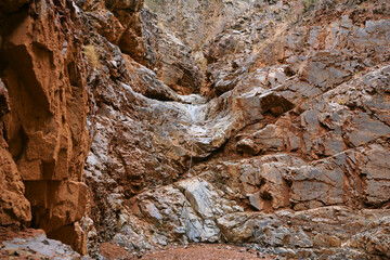 the texture of the red rocks in the canyon