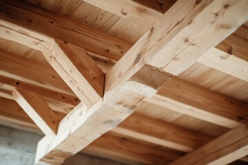 Constructing wooden roof beams with trusses and joists