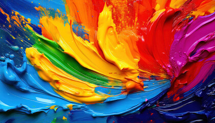A vibrant splash of paint strokes in bright primary colors, creating a bold and creative visual that energizes and inspires artistic expression.