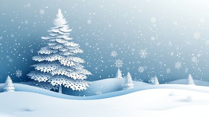 Naklejka premium Winter landscape with snow and evergreen trees.