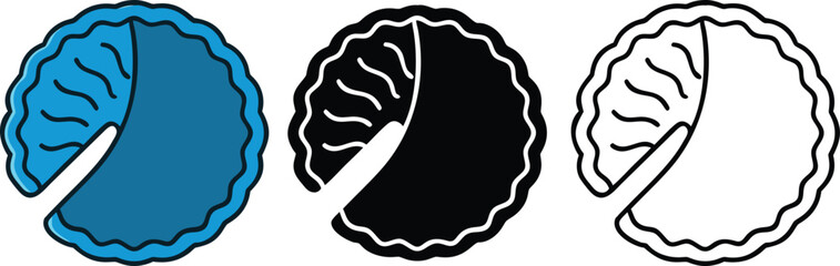 Circular Pie Chart Slice Designs Blue, Black, Outline Variations