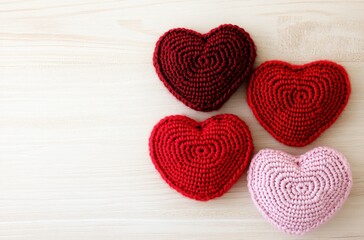 Handmade Crochet Heart Set Valentines Day Decor