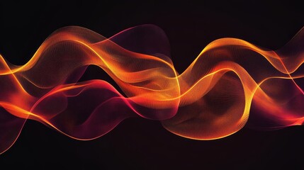 Obraz premium Abstract waves of vibrant orange and red flowing against a dark background.
