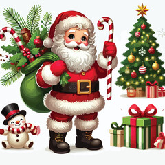 Christmas Santa Claus Isolated on white Background. Vector illustration. on white background 