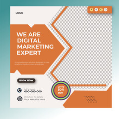 Digital marketing and corporate business service social media post banner template design