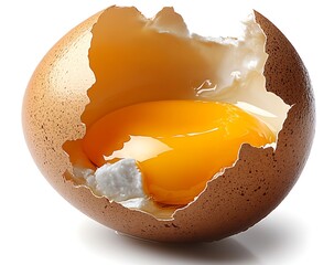Broken Brown Egg Showing Yolk and White