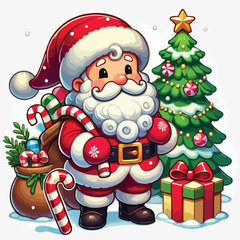 Christmas Santa Claus Isolated on white Background. Vector illustration. on white background 