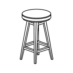 Simple Bar Stool Outline Vector Illustration 