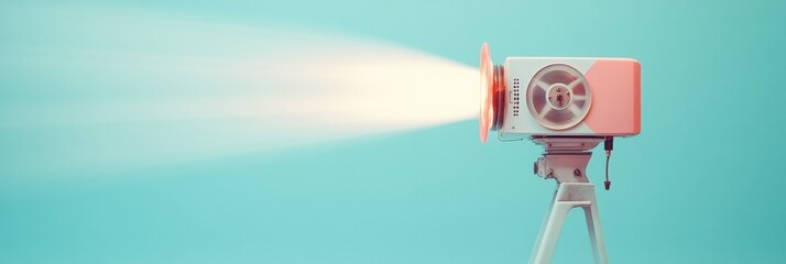 Naklejka premium Vintage Projector Casting Light Against a Minimalist Background
