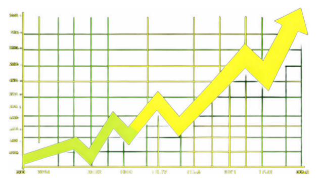 Yellow graph arrow with graph background PNG with transparent background