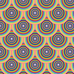 Retro summer 70s rainbow stripes pattern. Retrowave 80s art retro rainbow illustration. Seamless vector background. turquoise and orange retro colors 1970s. Abstract geometric background.