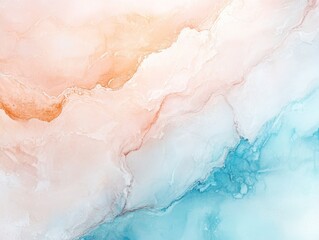 Fototapeta premium Abstract Ocean Sunset Painting: Fluid Acrylic Pour.