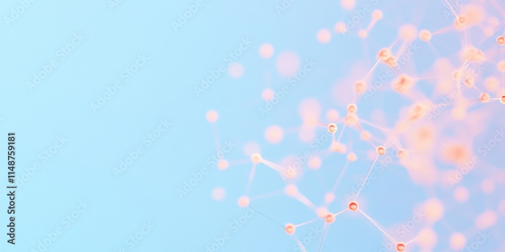 Leinwandbilder abstract glowing quantum particle network on soft blue background