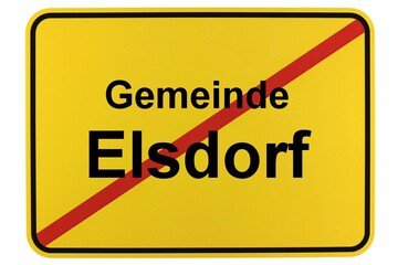 Illustration eines Ortsschildes der Gemeinde Elsdorf in Niedersachsen