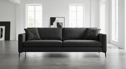 Dark Gray Sofa in Bright Modern Living Room