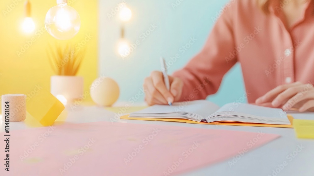 Poster Collaborative Learning in Minimalistic Pastel Workspace