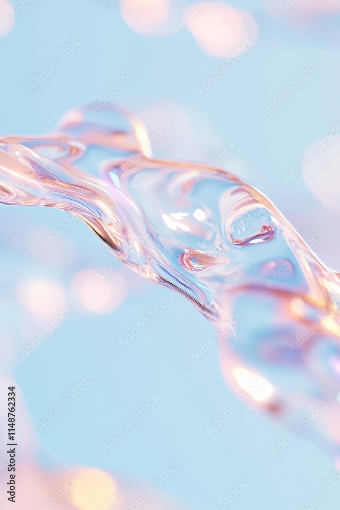 Poster ethereal fluidity pastel waves and glowing lines in abstract macro art