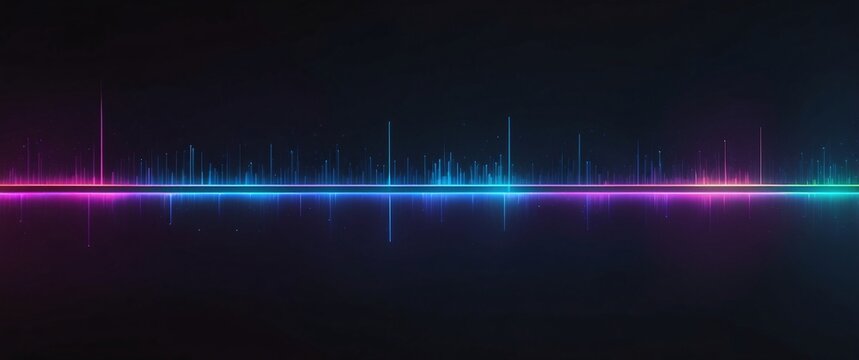 An abstract representation of a timeline moving forward, glowing neon effects, minimal design