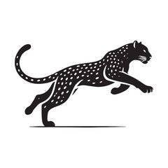 Captivating Running Leopard silhouette for unique design projects - Running Leopard black vector
