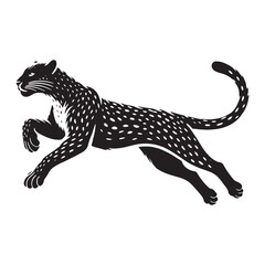 Creative Running Leopard silhouette for innovative media applications - Running Leopard illustration - minimallest Running Leopard vector

