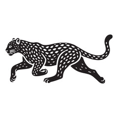 Minimalistic Running Leopard silhouette for digital applications - Running Leopard illustration - minimallest Running Leopard vector
